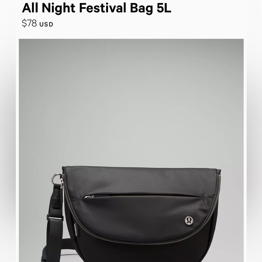 Lululemon all night festival bag 5L